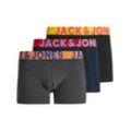 Jack & Jones Boxershorts Set 3er Pack JACCRAZY Trunks Boxershorts Unterhose (3-St) 3622 in Schwarz-Navy-Grau, grau|schwarz