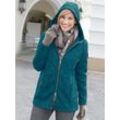 Kapuzenfleecejacke CASUAL LOOKS Gr. 36, blau (petrol, meliert), Damen, 100% Polyester, meliert, unifarben, Jacken