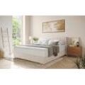 Boxbett INOSIGN "Thor mit Bettkasten, inkl. Matratze, Topseller", beige (stripes 8622 natur), B:186cm L:208cm, Komplettbetten, Boxspringbett, Topper und Zierkissen, in verschiedenen Härtegraden verfügbar