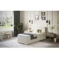 Boxbett INOSIGN "Thor mit Bettkasten, inkl. Matratze, Topseller", beige (stripes 8622 natur), B:96cm L:208cm, Komplettbetten, Boxspringbett, Topper und Zierkissen, in verschiedenen Härtegraden verfügbar