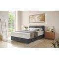 Boxbett INOSIGN "Thor mit Bettkasten, inkl. Matratze, Topseller", grau (aqua clean pascha 214 anthrazit), B:146cm L:208cm, Polyester, Baumwolle, Komplettbetten, Boxspringbett, Topper und Zierkissen, in verschiedenen Härtegraden verfügbar
