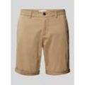 Slim Fit Chino-Shorts in unifarbenem Design