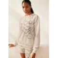 LASCANA Sweatshirt '-Loungeshirt' beige Gr. 32/34 für Damen. Rundhals und Print, Allover-Druck. Basic. Nachhaltig.