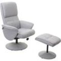 Relaxsessel Stockholm, Fernsehsessel Relaxliege TV-Sessel mit Hocker Stoff/Textil, hellgrau