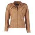 Bikerjacke JCC "15-7-2", Damen, Gr. XS, braun (cognac), Obermaterial 100% Leder, Lamm / Futter: 100% Baumwolle / Ärmelfutter: 100% Polyester / Wattierung: 100% Polyester, Jacken