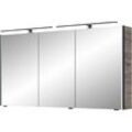 Spiegelschrank SAPHIR "Serie 7045 Badezimmer-Spiegelschrank inkl. LED-Beleuchtung, 3 Türen", braun (halifax eiche quer nachbildung), B:133,2cm H:70,3cm T:17cm, Spanplatte, Schränke, Badschrank 133,2 cm breit, inkl. LEDplus Schalter und Türdämpfer