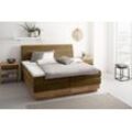 Boxspringbett OTTO PRODUCTS "Jenna", braun (bronzo), B:204cm L:216cm, Komplettbetten, Boxspringbett, ohne LED-Beleuchtung, mit zertifizierten, recycelten Bezugsstoffen