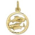 Sternzeichen-Anhänger ONE ELEMENT "Fische Sternzeichen Anhänger aus 333 Gelbgold" Schmuckanhänger Gr. Fische, Gelbgold 333, goldfarben (gold) Damen Gold Schmuck Fische