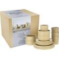 Kombiservice CREATABLE "Futuro" Geschirr-Sets Gr. 16 tlg., beige (sand) Service, je 4 Speiseteller, Dessertteller, Schalen, Kaffeebecher