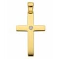 Ketten-Anhänger ADELIA´S "585 Gold Kreuz Anhänger mit Diamant Brillant", gold, Schmuckanhänger, Damen, Damen, 0,03 ct VVS = sehr sehr kleine Einschlüsse mit Brillant, Gelbgold 585, mit Diamant / Brillant Goldschmuck für Damen & Herren