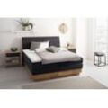 Boxspringbett OTTO PRODUCTS, schwarz (carbone), Komplettbetten, Chenille Polyester mit LED-Beleuchtung, mit Basic-Topper, Liegefläche B/L: 180cm x 200cm Betthöhe: 69cm, Gewicht bis: 80 kg + 100 kg H2 + H3, 7-Zonen-Taschen-Federkernmatratze, Polyester Boxspringbett LED-Beleuchtung, mit zertifizierten, recycelten Bezugsstoffen