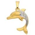 Ketten-Anhänger ADELIA´S "333 Gold Anhänger Delphin mit Zirkonia", gold, Schmuckanhänger, Damen, Weißgold 333, 333 Gold mit Zirkonia Goldschmuck für Damen