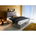 Boxbett ATLANTIC HOME COLLECTION "CELIA", grau (taupe), B:92cm L:209cm, Komplettbetten, mit Taschen-Federkernmatratze, Bettkasten und Strass-Steinen