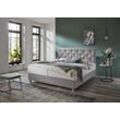 Boxbett ATLANTIC HOME COLLECTION "CELIA", grau, B:182cm L:209cm, Komplettbetten, mit Taschen-Federkernmatratze, Bettkasten und Strass-Steinen