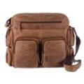 Messenger Bag GREENLAND NATURE "Montenegro", Damen, Gr. B/H/T: 39cm x 33cm x 12cm, braun, Rindsleder, Taschen, aus echtem Leder mit praktischen Vortaschen