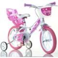 Kinderfahrrad DINO "Mädchenfahrrad 16 Zoll", rosa, Fahrräder, Kinder, 28cm, 16 Zoll (40,64cm), mit Stützrädern, Korb und Puppensitz