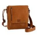 Umhängetasche MUSTANG "San Marino Shoulderbag" Gr. B/H/T: 24cm x 28cm x 7cm, braun (cognac), Damen, Leder, unifarben, Taschen, mit praktischer Einteilung