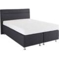 Boxspringbett WESTFALIA SCHLAFKOMFORT, grau (strukturstoff anthrazit), Komplettbetten, ohne LED-Beleuchtung, Liegefläche B/L: 140cm x 200cm, H2, Bonnell-Federkernmatratze, Bezug Unterbox und Kopfteil: Strukturstoff (77% Polyester und 23% Viskose), Bezug Obermatratze 100% Polyester, waschbar bis 60u00b0C, Boxspringbett, wahlweise mit LED-Beleuchtung