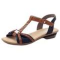 Sandalette RIEKER Gr. 39, blau (nachtblau, cognac) Damen Schuhe Sommerschuh, Sandale, Keilabsatz, in zweifarbiger Optik