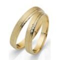 Trauring FIRETTI "Schmuck Geschenk Gold 750 Hochzeit Ehering "LIEBE"" Gr. 50, gold (gelbgoldfarben), Fingerringe, 50, 0,015 ct SI = kleine Einschlüsse mit Brillanten, Gelbgold 585, 3,5mm, Made in Germany, wahlweise mit oder ohne Brillanten