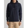 Kapuzensweatshirt GANT "TONAL ARCHIVE SHIELD" Gr. M, blau (evening blue) Herren Sweatshirts mit Bündchen an Ärmel und Saum