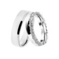 Trauring DOOSTI "Schmuck Geschenk Silber 925 Ehering Partnerring LIEBE" Fingerringe Gr. 62, mit Zirkonia, Silber 925 (Sterlingsilber), 5,0 mm, silberfarben (silberfarben, kristallweiß) wahlweise mit oder ohne Zirkonia