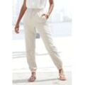 Schlupfhose LASCANA Gr. 34, N-Gr, beige (sand), Damen, Web, Obermaterial: 65% Lyocell, 35% Baumwolle, unifarben, Hosen, aus Webware, elastische Stoffhose mit Taschen