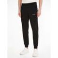 Sweathose CALVIN KLEIN "MICRO LOGO JOGGER" Gr. L, N-Gr, schwarz, Herren, Sweatware, Obermaterial: 64% Baumwolle, 36% Polyester, unifarben mit Farbeinsatz, Hosen, mit kontrastfarbenem Saum am Bein