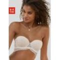 Push-up-BH LASCANA Gr. 70, Cup E, beige (creme), Damen, Microtouch, Spitze, Obermaterial: 85% Polyamid, 15% Elasthan, BHs, mit vielen Tragevarianten und Spitze in Samt-Optik, Dessous