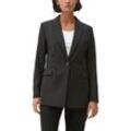 Longblazer S.OLIVER BLACK LABEL Gr. 34, schwarz, Damen, Web, Obermaterial: 47% Polyester, 47% Viskose, 6% Elasthan. Futter: 51% Viskose, 49% Polyamid, unifarben, Blazer, mit extravaganten 4-Knopf-Manschetten an den Ärmeln