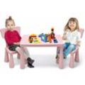 Goplus - Kindersitzgruppe aus Kunststoff, Kindertisch mit 2 Stühlen, Stuhl mit Rückenlehne, mit Runden Kanten, Einfarbiges Design, für Kinderzimmer