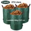 3X Gartensack Gartenabfallsäcke Abfallsack xxl Garten Tasche Garten Laubsack 3 Griffe Rasensack 272L