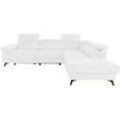 Ecksofa COTTA "Springs L-Form" Sofas Gr. B/H/T: 290 cm x 79 cm x 235 cm, Echtleder, Ottomane rechts, mit Kopfteilverstellung-mit Relaxfunktion-mit Bettkasten, weiß (bianco)