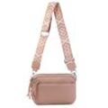 ITALYSHOP24 Schultertasche Damen Umhängetasche Brusttasche Cross Over Body Bag Handy Clutch (Spar-Set Clutch-Tasche mit einem breitem Muster Stoffgurt/Umhängeband)