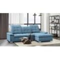 Ecksofa WERK2 "Carmen L-Form", blau (hellblau), B:264cm H:105cm T:170cm, 95% Polyester, 5% Nylon, Sofas, Sofa, Eckcouch mit Schlaffunktion, Bettkasten, Sitztiefenverstellung, Topseller