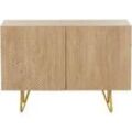 Design-Sideboard aus hellem Eichenholz-Finish und goldfarbenem Metall mit 2 Türen B107 cm OZEN