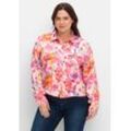 Blusenjacke mit Blumenprint, aus Viskose, pink gemustert, Gr.40