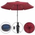 Sonnenschirm led Beleuchtung uv Schutz 80+ Solar Schutzhülle 330cm Groß Kurbel Volant Balkon Terrasse Gartenschirm Marktschirm rot - Kingsleeve