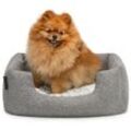 Lionto Hundebett Hundekissen Hundekörbchen mit Wendekissen meliert Größe s 60x50 cm Farbe grau