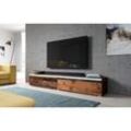TV-Kommode Lowboard bargo 180cm TV-Schrank LED-Beleuchtung Old Style Wood - Furnix
