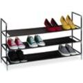 Schuhregal, 3 Ebenen, hbt: 58x100x28 cm, Metall Schuhablage, Stoff Ablage, Schuhgestell, schwarz/transparent - Relaxdays