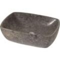 Marmor-Waschbecken HHG 511, Aufsatzwaschbecken Waschtisch Waschplatz Waschschale Badezimmer, Naturstein 15x51x36cm, grau