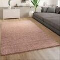 Hochflor Teppich Wohnzimmer Shaggy Langflor Modern Einfarbig Rosa 200 cm Rund - Paco Home