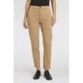 Webhose BOSS ORANGE "C_Tachini2-D" Gr. 40, N-Gr, beige (beige260), Damen, Obermaterial: 97% Baumwolle, 3% Elasthan, unifarben, Hosen, mit Leder-Brandlabel am hinteren Bundabschluss