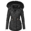 Steppmantel NAVAHOO "Schätzchen" Gr. L (40), schwarz Damen Mäntel warmer Winterparka mit Kunstfellkapuze