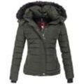 Steppjacke NAVAHOO "Chloe", Damen, Gr. M (38), grün (olive), Obermaterial: 100% Polyester; Innenmaterial: 100% Polyester; Futter: 100% Polyester; Kunstfell: 90% Polyacryl, 10% Polyester, Jacken, hochwertige Winterjacke mit abnehmbarer Kapuze