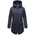 Parka NAVAHOO "Brinjaa" Gr. M (38), blau (navy), Damen, Obermaterial: 65% Polyester, 35% Baumwolle, Futter: 100% Polyester, Wattierung: 100% Polyester, Ärmelfutter: 100% Polyester, Jacken, Modischer Winter Kurzmantel mit zahlreichen Taschen