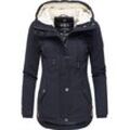 Winterjacke MARIKOO "Bikoo" Gr. L (40), blau Damen Jacken sportliche Outdoor Baumwolljacke mit Kapuze