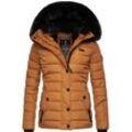 Steppjacke NAVAHOO "Milianaa" Gr. S (36), gelb (ocker) Damen Jacken Edle Winterjacke mit weicher Kunstfell-Kapuze