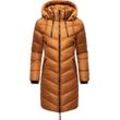 Wintermantel MARIKOO "Armasa" Gr. S (36), braun (zimt), Damen, Oberstoff: 100% Polyester, Futter: 100% Polyester, Wattierung: 100% Polyester, Ärmelfutter: 100% Polyester, Mäntel, modischer Damen Winter Steppmantel mit Kapuze